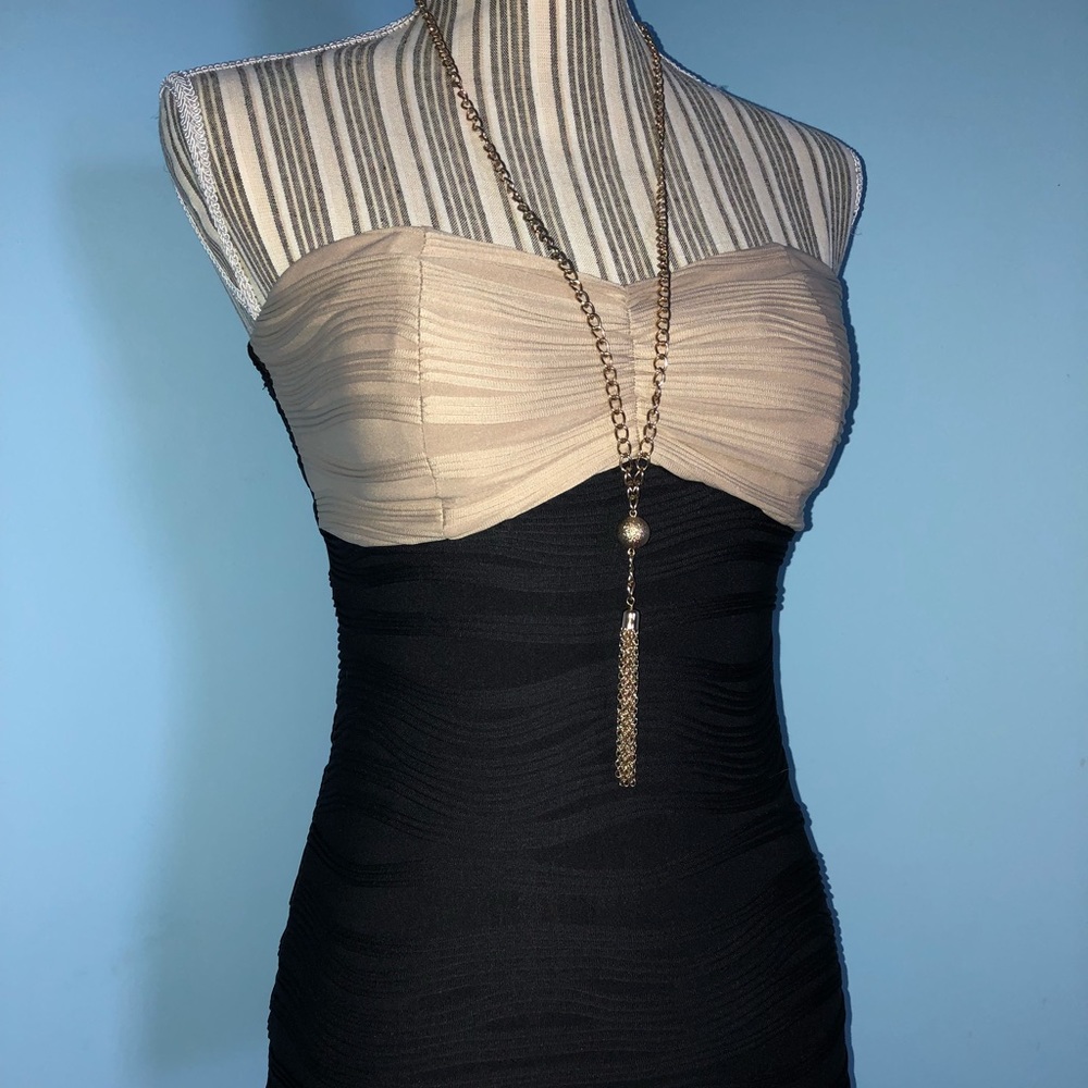 Beige & black top